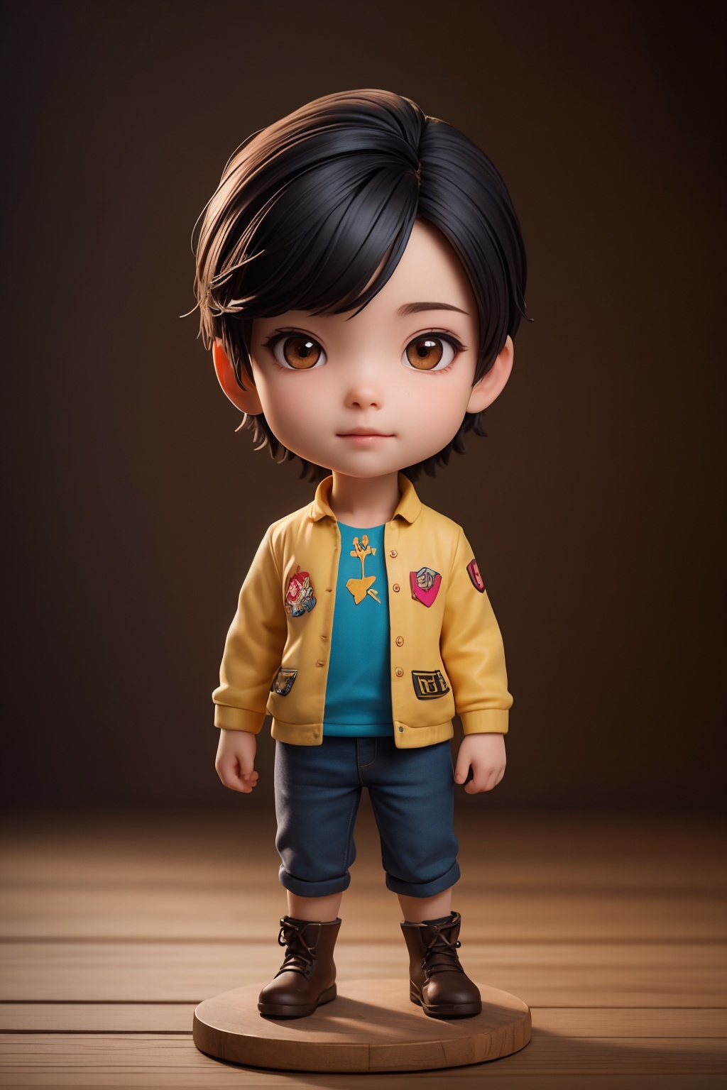 (best quality:1.4),(masterpiece:1.4),(photorealistic:1.4),(Realistic:1.2),(ultra high res, raw photo:1.4),(hdr, hyperdetailed:1.2),(8K:1.2),cinematic photo 1man,(chibi:1.1),full body,black hair,