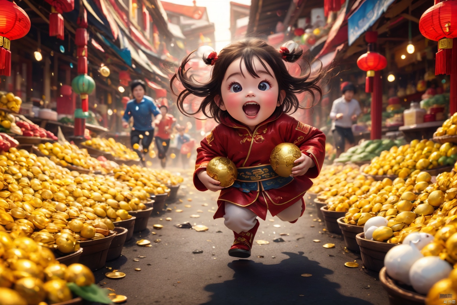  (best quality,4k,8k,highres,masterpiece:1.2), red envelope rain, many red envelopes, golden light, particle effects, spring Festival elements, red envelope, red,girl, run to the audience, Blurred Background, Scattered, splashed red envelope, solo, ultra hd, (best quality), high detail, 8k, holding, running, background, run, HDR, Red envelope rain