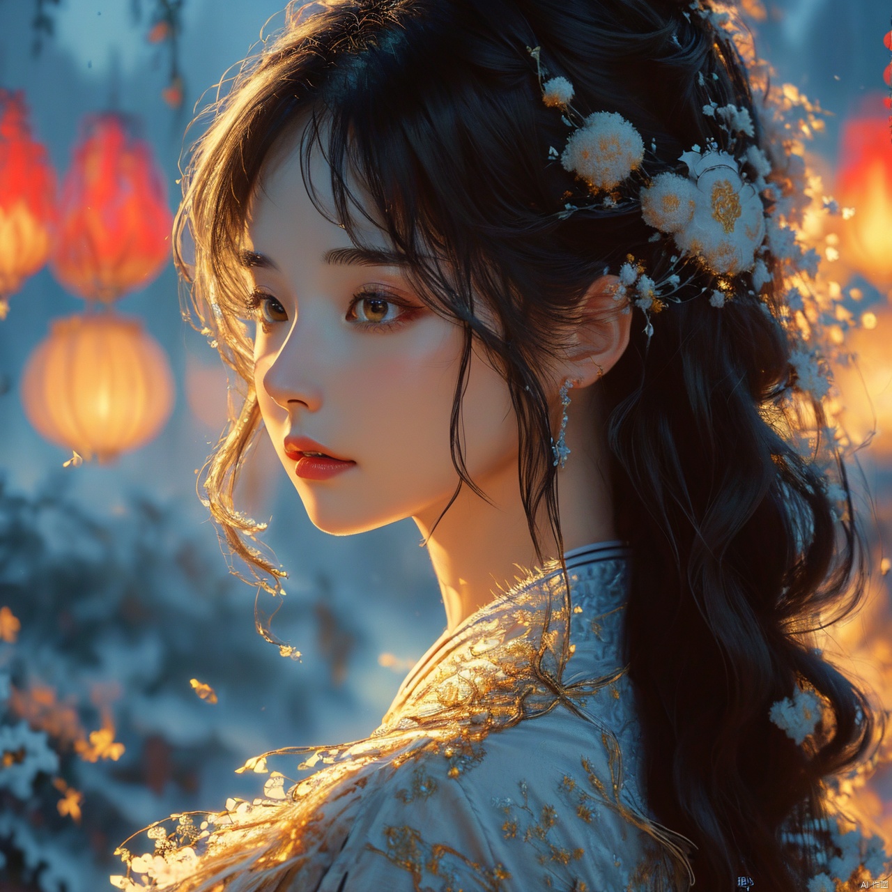  Official art, 8k wallpaper, super detailed, beautiful and beautiful, masterpiece, best quality, (fractal art: 1.3), lines, illustration, 1 girl head, white background, very detailed, bright colors, romanticism, mtianmei, mgirl