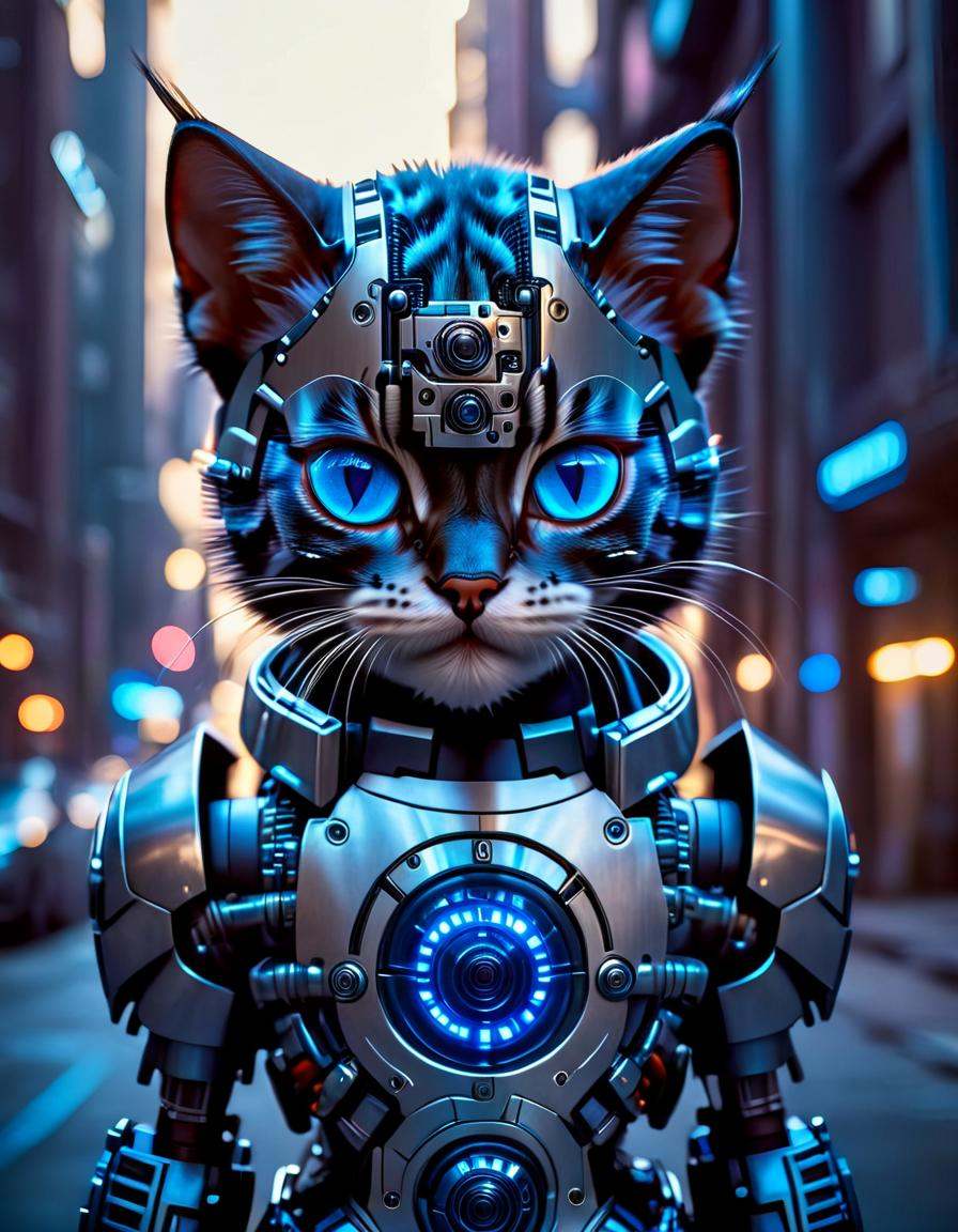 cinematic photo a cute cat,  cyberpunk,  science fiction by FutureFlix on Tensor.Art
