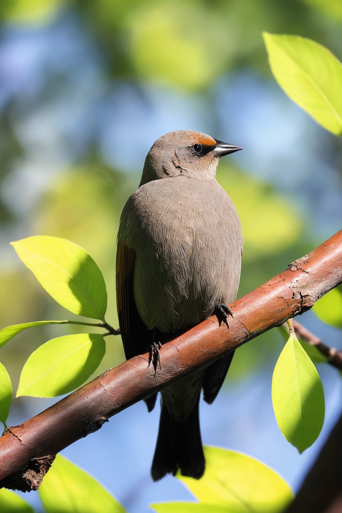 of a Grayish Baywing. BREAK It's a cute bird about 7 inches long,  with ,  . The region between the eyes and nostrils is b...