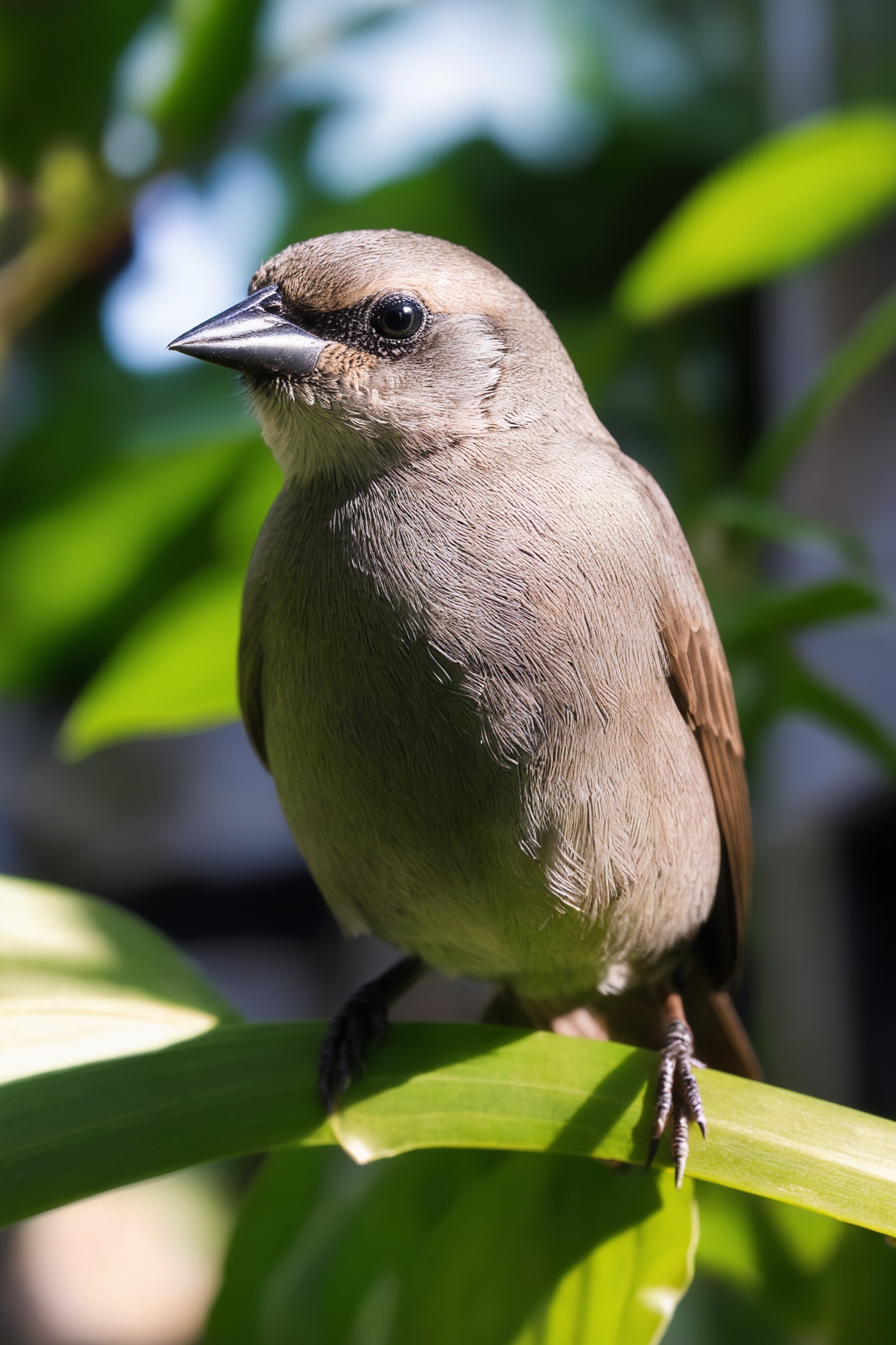 of a Grayish Baywing. BREAK It's a cute bird about 7 inches long,  with ,  . The region between the eyes and nostrils is b...