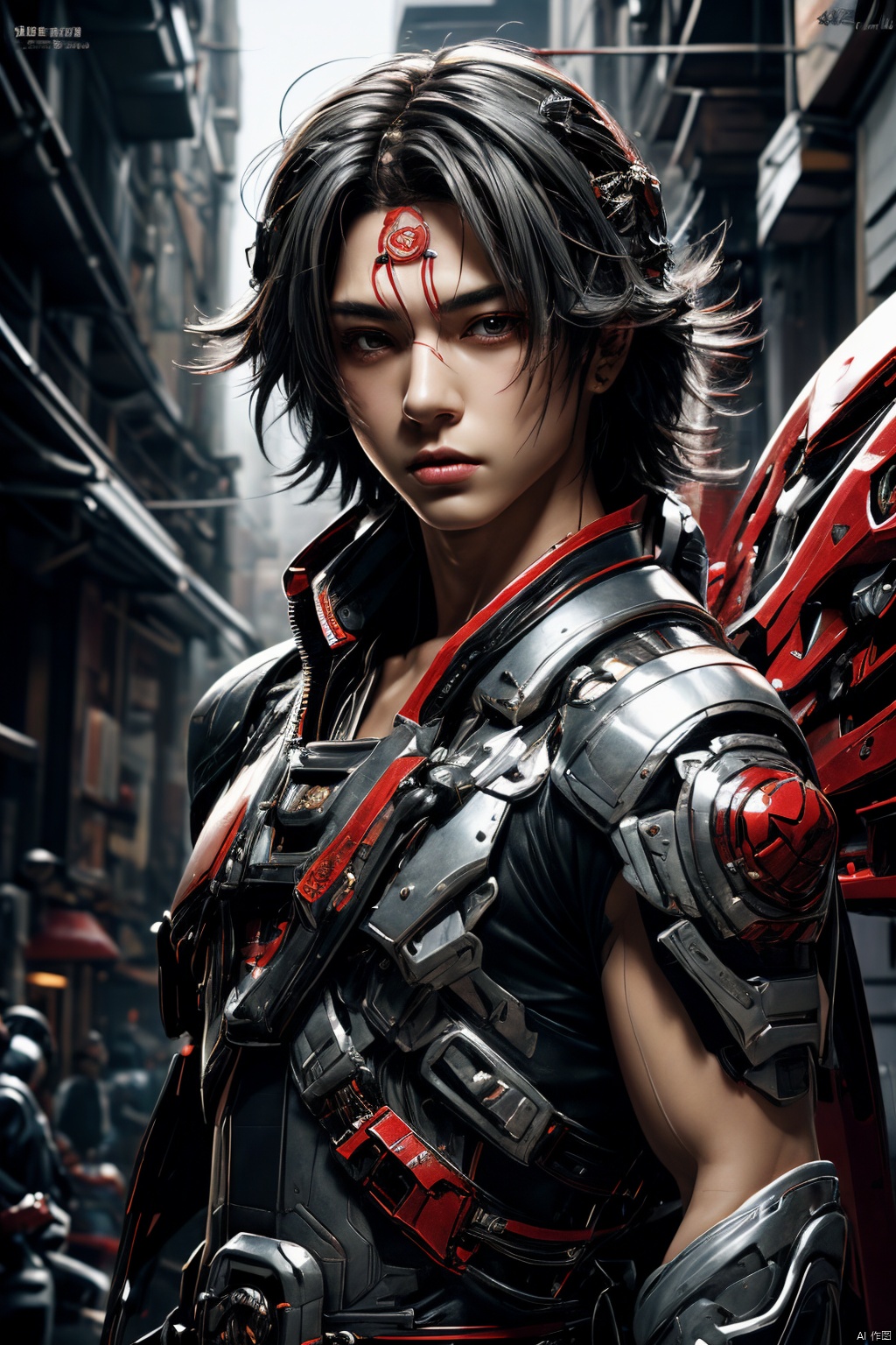  a young man\(asian\), sliver hair, male avatar, punk, Dragon element, Red, in the style of anime-inspired characters, richly layered, gray and crimson, close up, in the style of anime art, gray and crimson, handsome, anime aesthetic, intense close-ups, china punk, in the style of graphic novel inspired illustrations, charming anime characters, realistic hyper-detailed portraits, in the style of vibrant manga, dragon art, intricate layering, Dragons are wrapped around, Lateral face, anime style