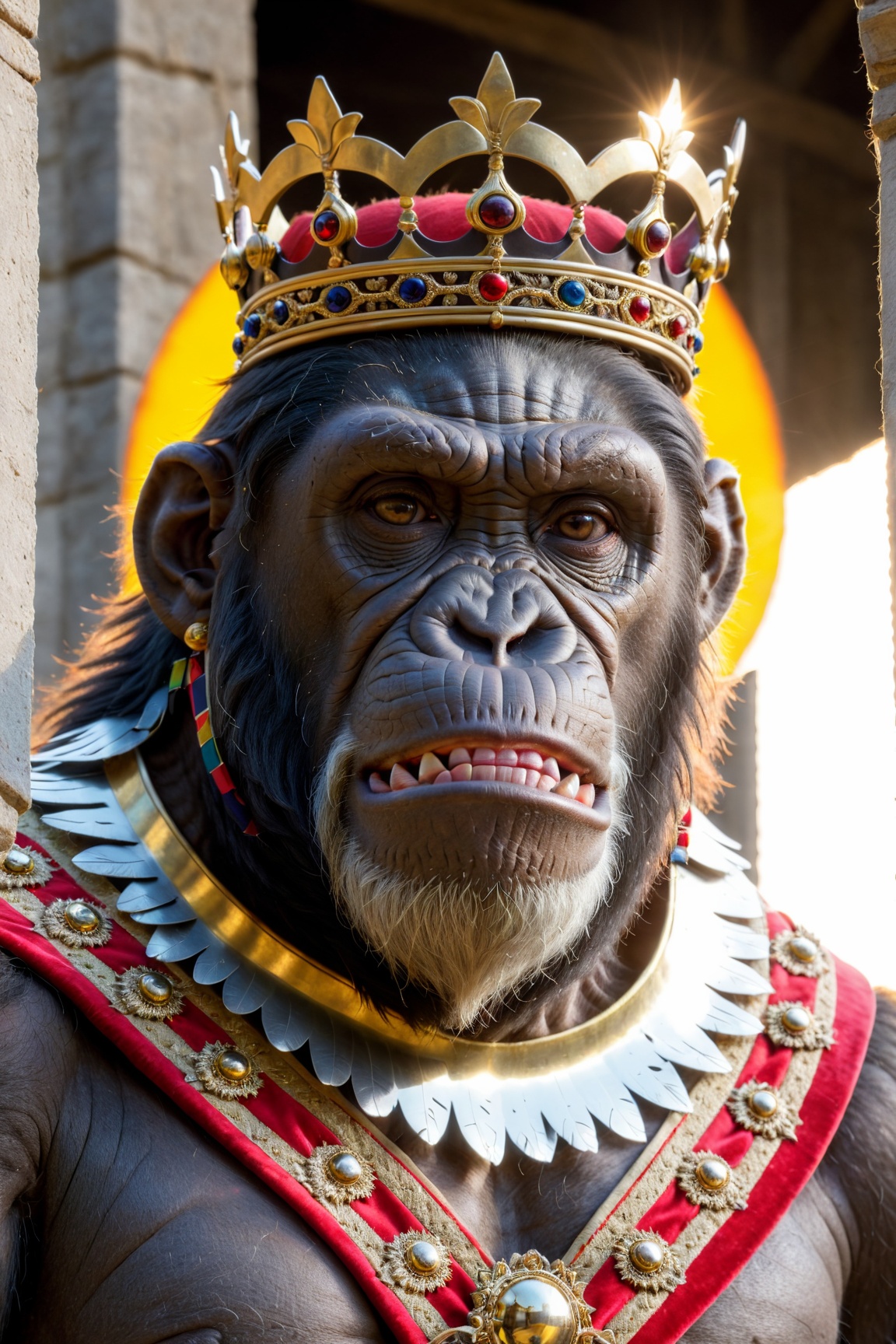 Great apes king,  Crown on the head,  a greedy look on Tensor.Art