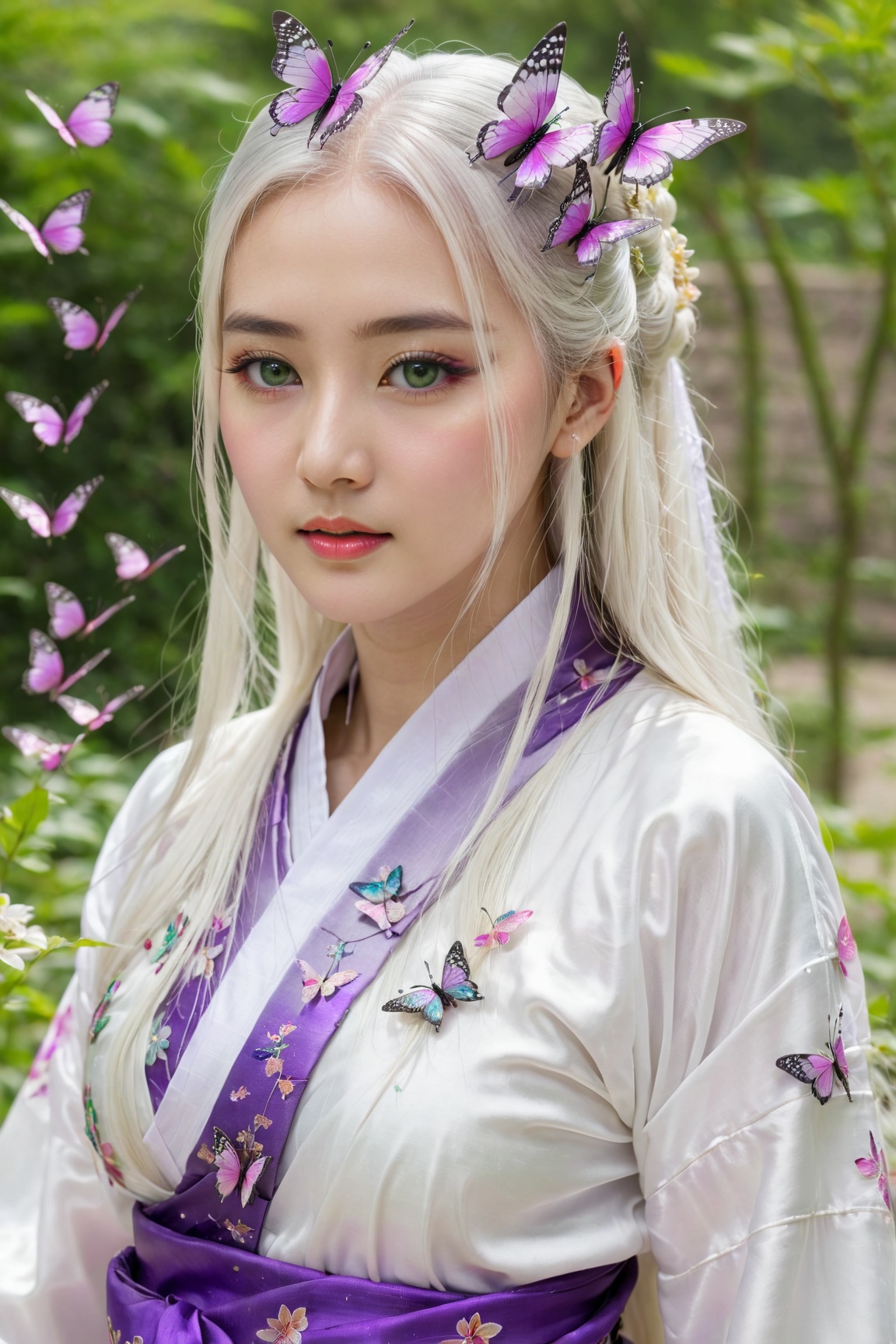 1 girl,  solo,  long white hair on Tensor.Art