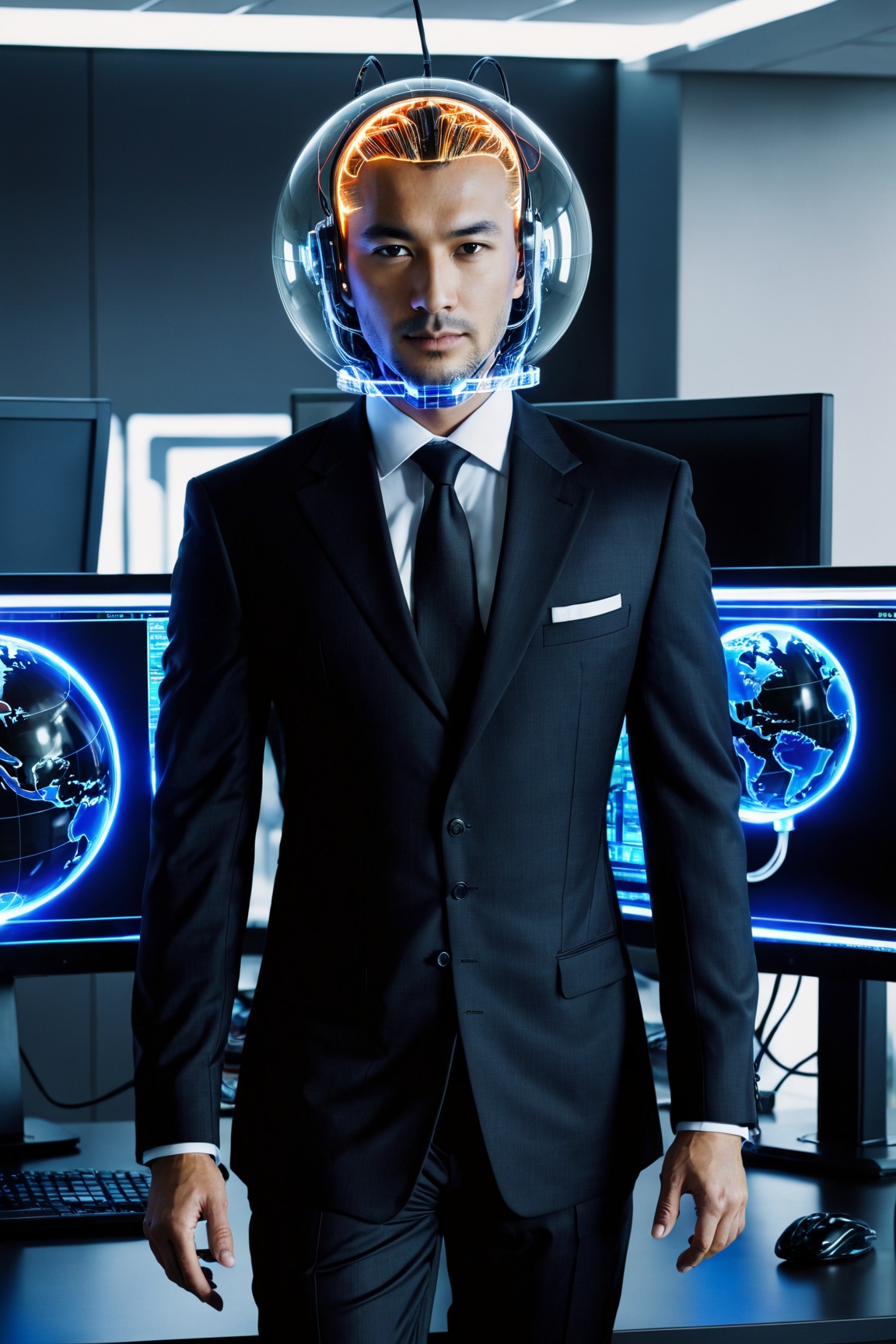 feature glowing sphere head,  transparent head,  ****_male on Tensor.Art