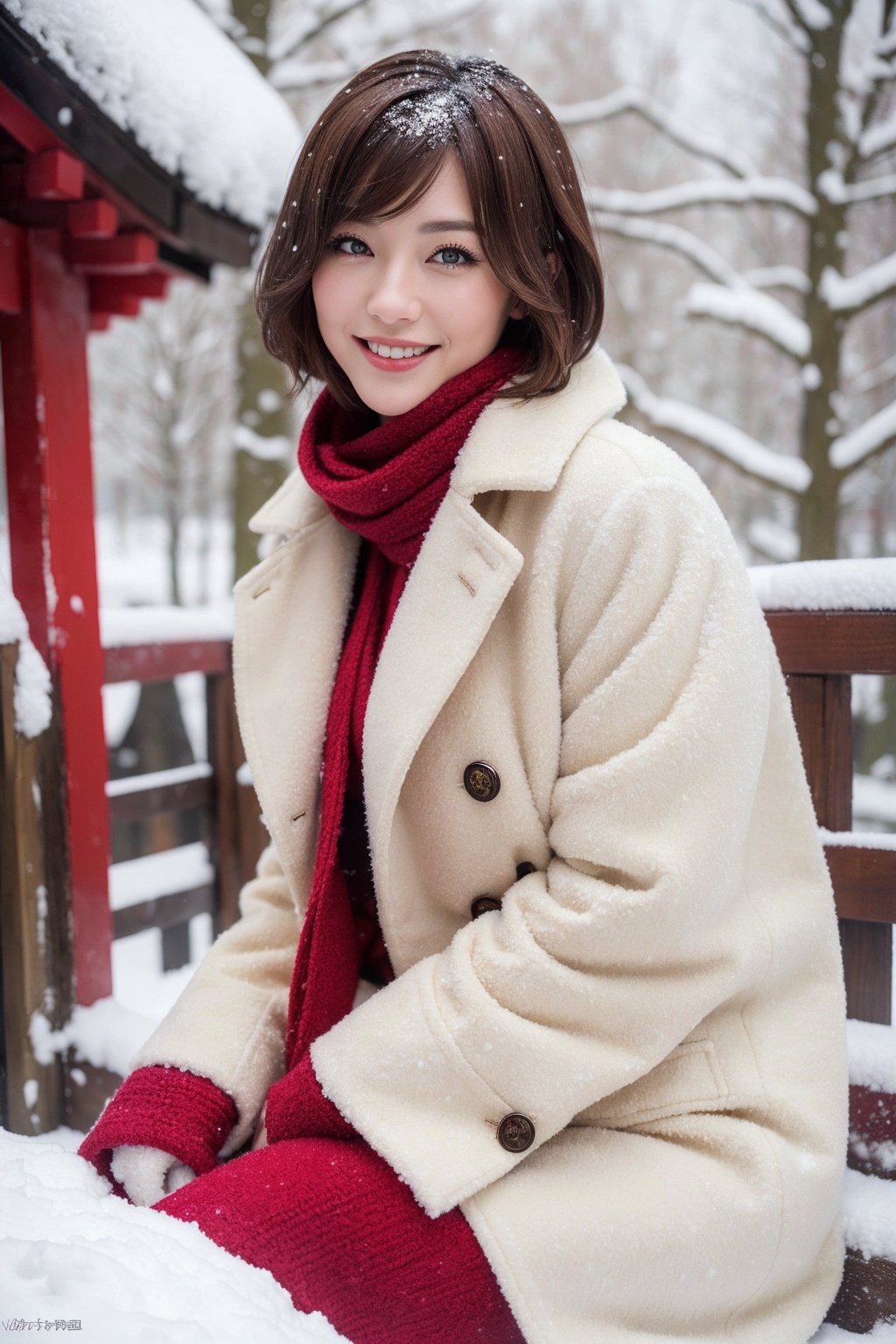 Photo of Pretty Japanese woman,  1girl,  (medium-short dark brown hair) on Tensor.Art
