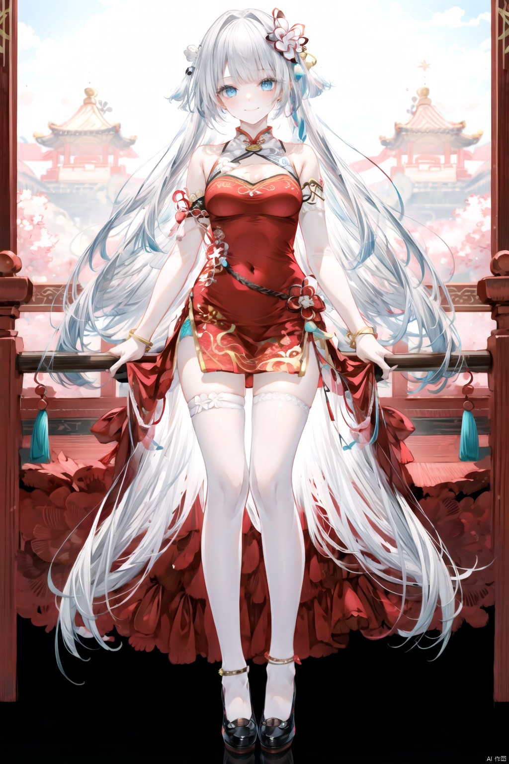 天启姬,  red qipao,  1girl on Tensor.Art