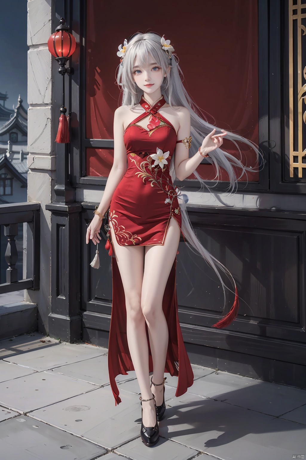 天启姬,  red qipao,  1girl on Tensor.Art