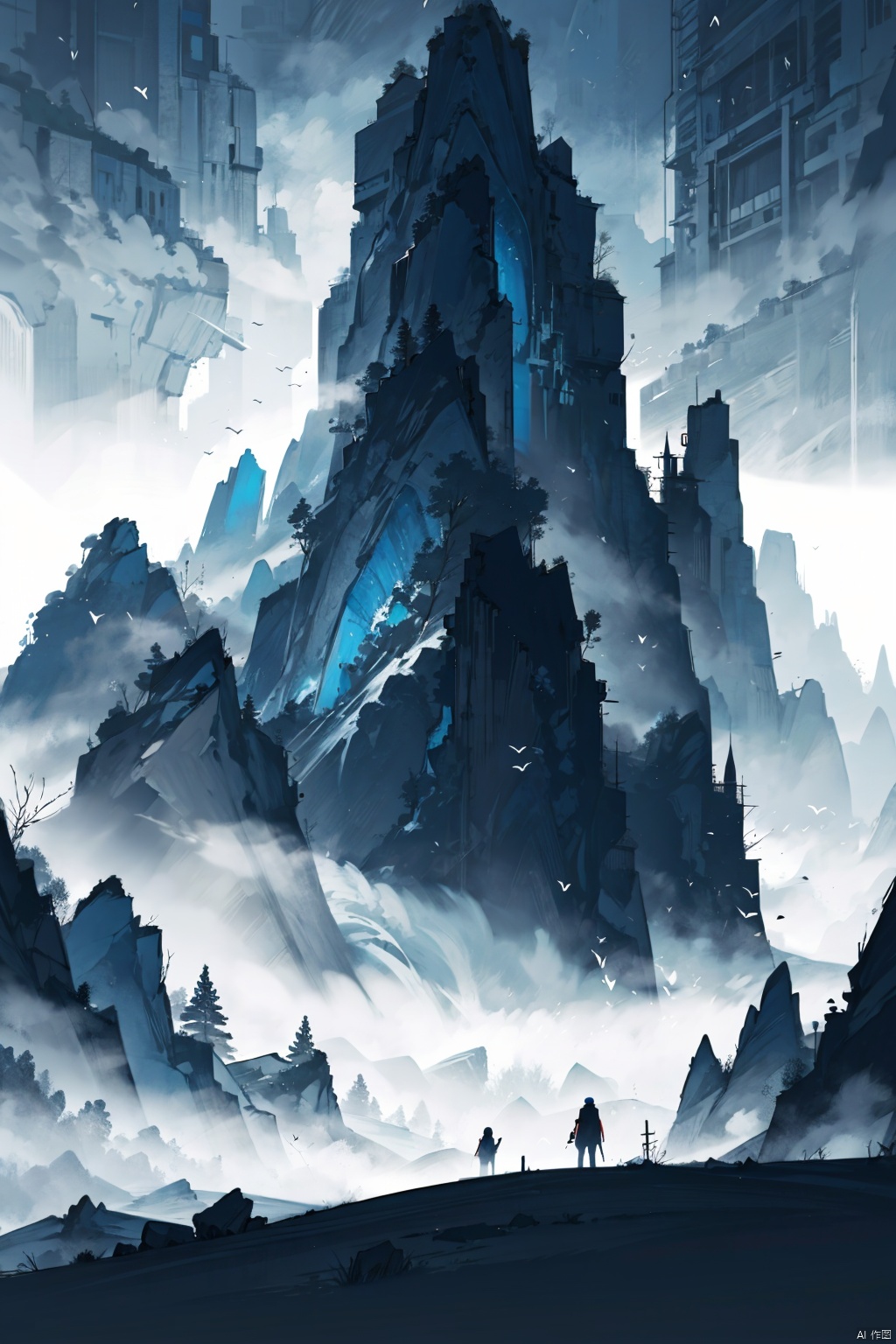  absurdres,incredibly absurdres,reality,realistic, Ink and wash style_WDW_SMF, Landscape wallpaper style