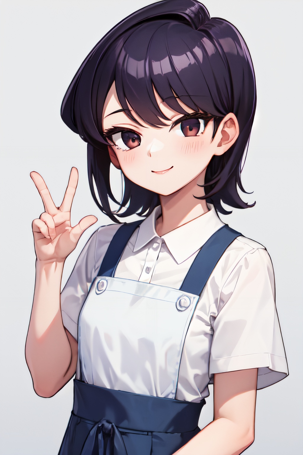 <lora:komi_shuuko:1>komi shuuko, simple background, looking at viewer, smile,    1girl,  solo, apron, white background,   white shirt, short sleeves, upper body