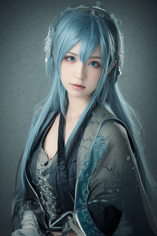 realistic:1,cosplay,1girl,detailed gorgeous face,delicate features,cosplay clothes,aqua eyes,