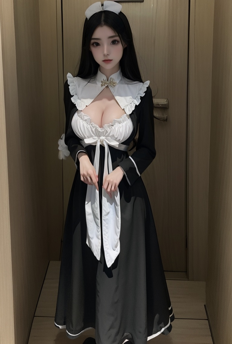 (masterpiece, best quality:1.4),finely detailed,1girl,solo,pale skin,perfect body,standing,(medium breasts:1.2),<lora:killer性感国风修女制服3v1.0-000008:0.8>,blackdress,dress,nun,