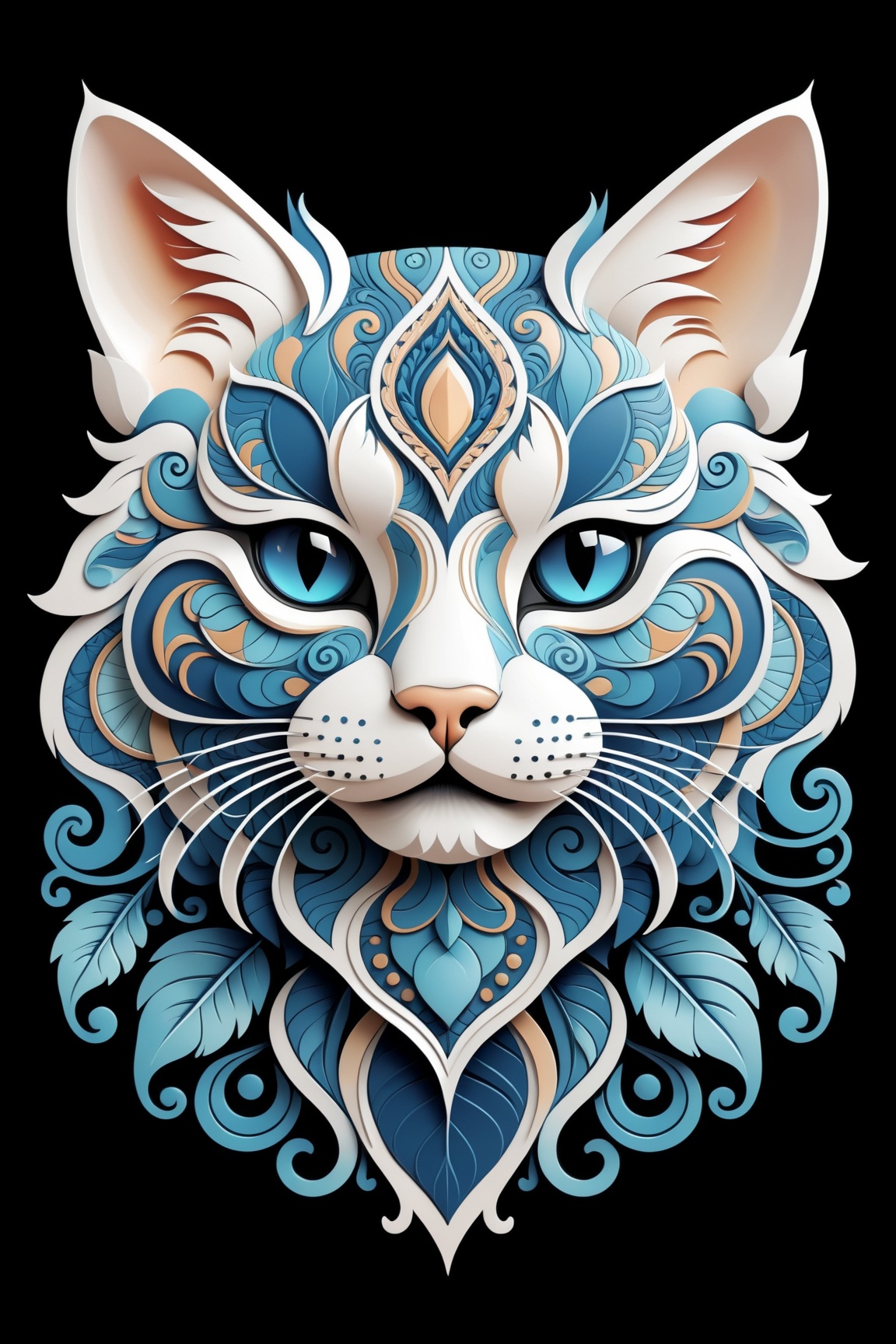 Intricate vector illustration design of a cute Cat for t-shirt,  3-6-9 pattern. Elegant,  sophisticated by Shopon_skp on T...