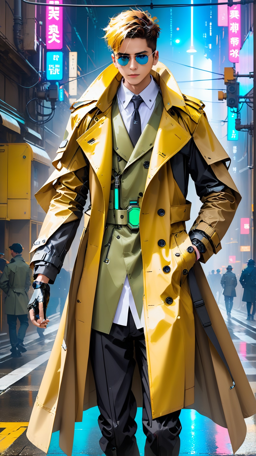 /asuo/, A stylish man of the future wears a distinctive mechanical trench coat