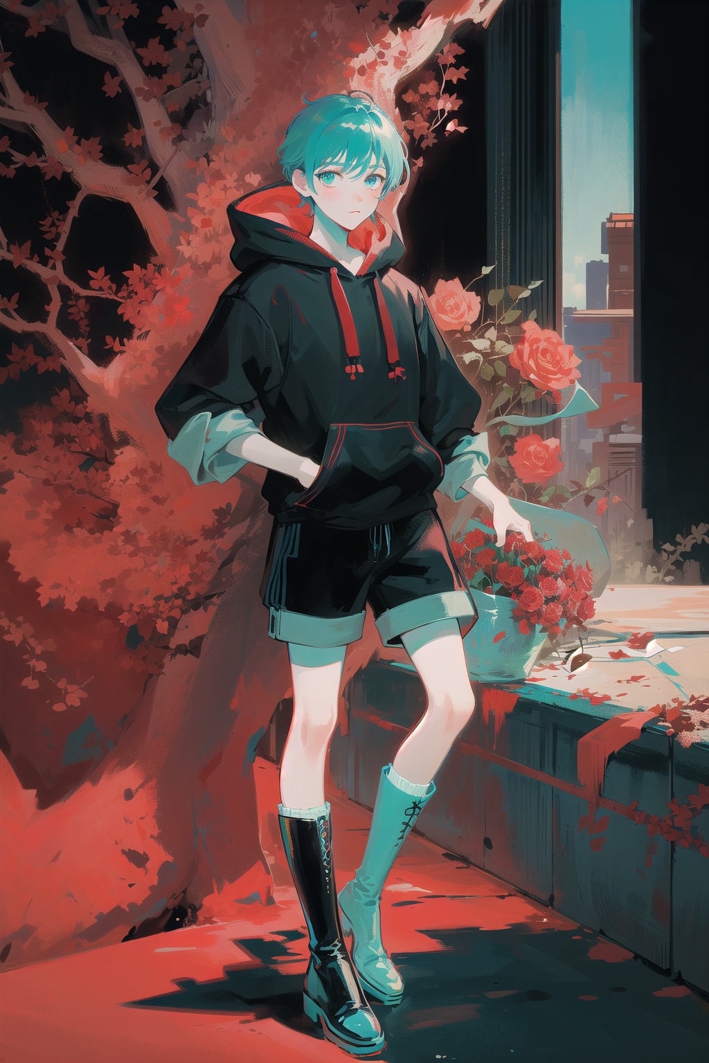 1boy,  hoodie,  tarotstyle on Tensor.Art