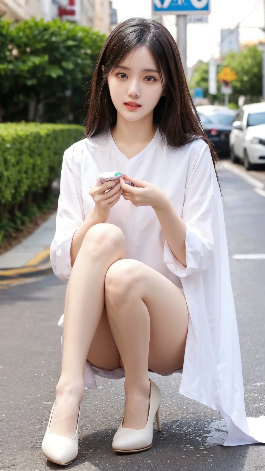  1girl, ,,
shirt tug,full_body,