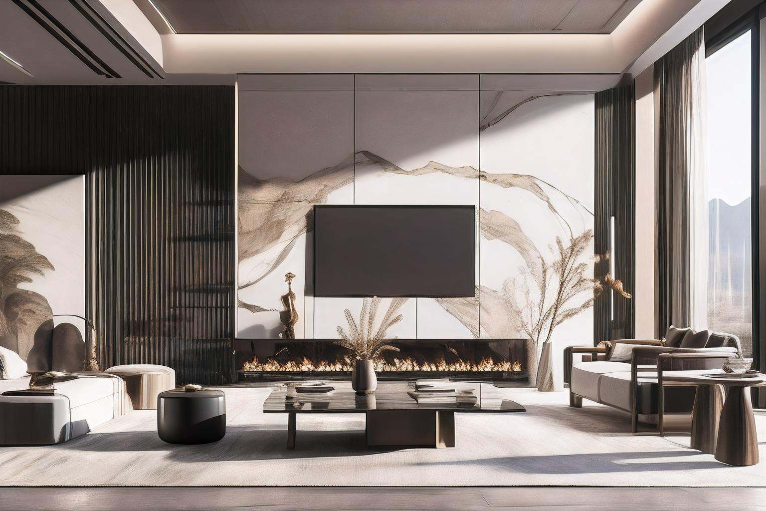 Lao Chen Jingdian, Living room, TV, no humans, , window, table, book,interior design, living room, masterpiece,best quality,unreal engine 5 rendering,movie light,movie lens,movie special effects,detailed details,HDR,UHD,8K,Indoor, living room, TV_ cabinet 