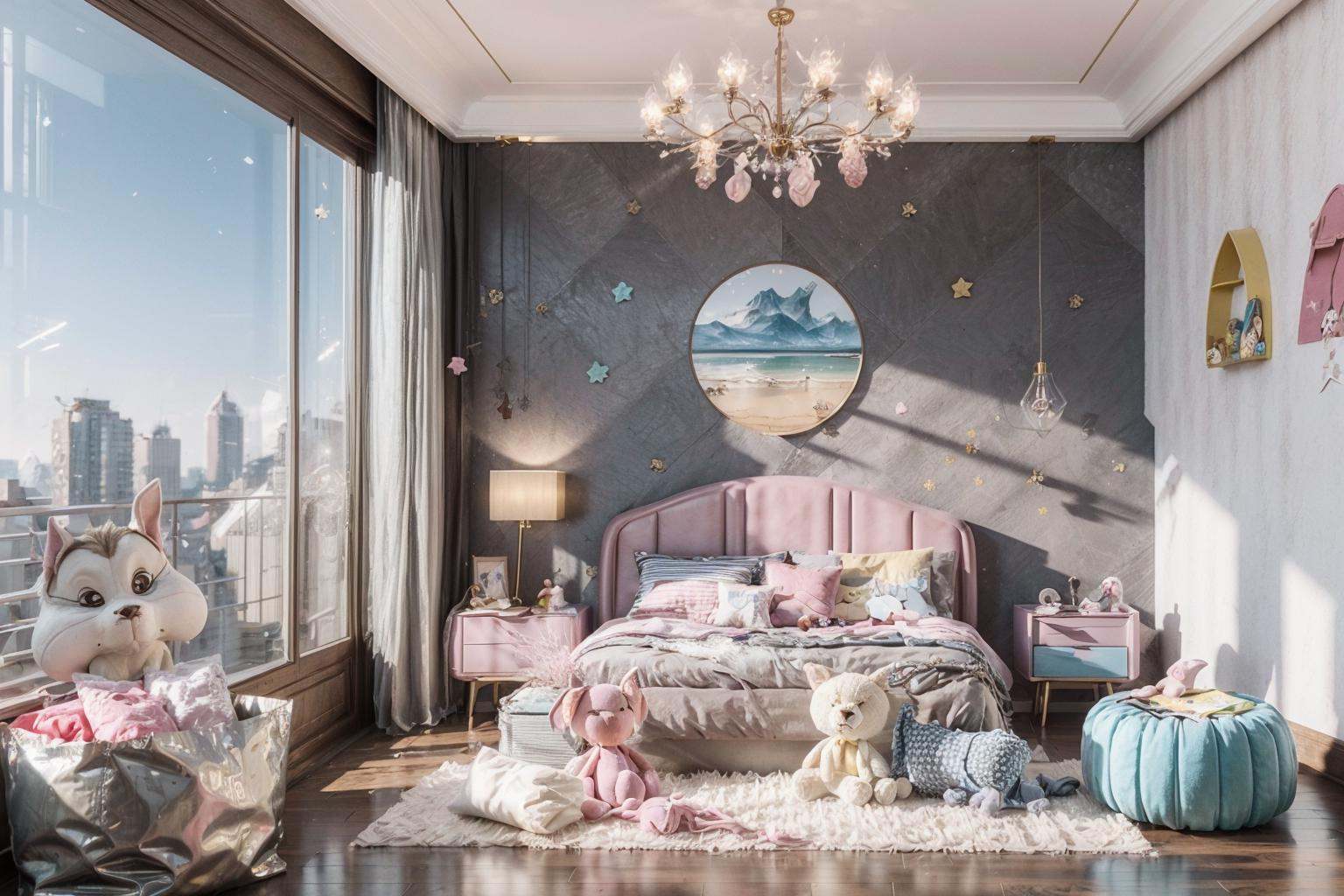 Pink Children's Room,xuewu,masterpiece,best quality,unreal engine 5 rendering,movie light,movie lens,movie special effects,detailed details,HDR,UHD,8K,CG wallpaper