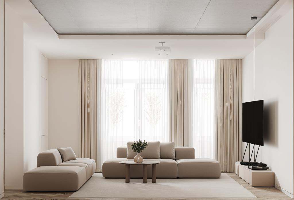 Cream wind,Lao Chen,Cream color,Cream color,Photos of interior, sofa, window, ceiling, curtain, best quality, masterpiece, high quality, real, realistic, super detailed, full detail, 8K