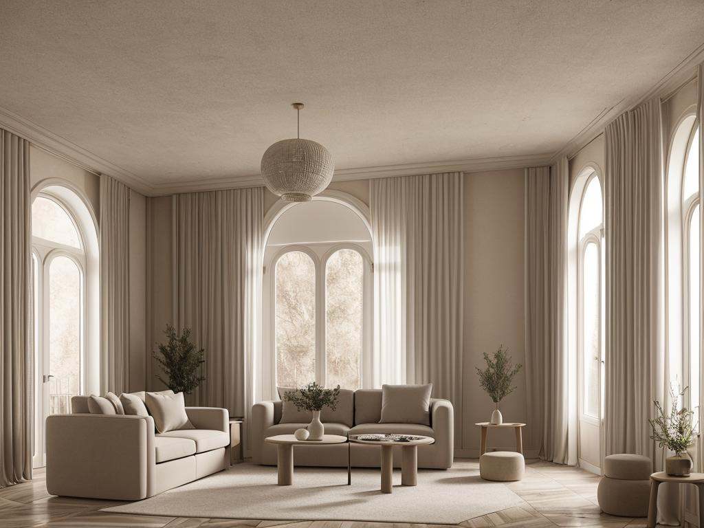 Photos of interior, sofa, window, ceiling, curtain, best quality, masterpiece, high quality, real, realistic, super detailed, full detail, 8K,Lao Chen, modern beige, indoor