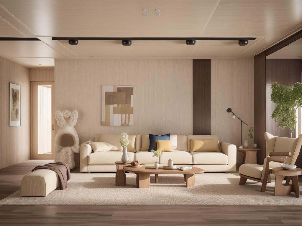 Lao Chen, modern beige, Photos of interior, sofa, window, ceiling, curtain, best quality, masterpiece, high quality, real, realistic, super detailed, full detail, 8K,