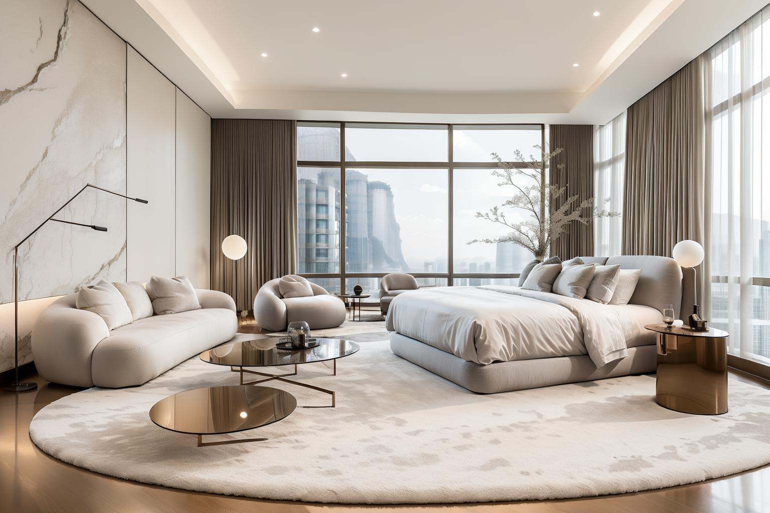 Lao Chen Jingdian, bed, scenery, no humans, tree, window, table, book,interior design, living room, masterpiece,best quality,unreal engine 5 rendering,movie light,movie lens,movie special effects,detailed details,HDR,UHD,8K,CG wallpaper