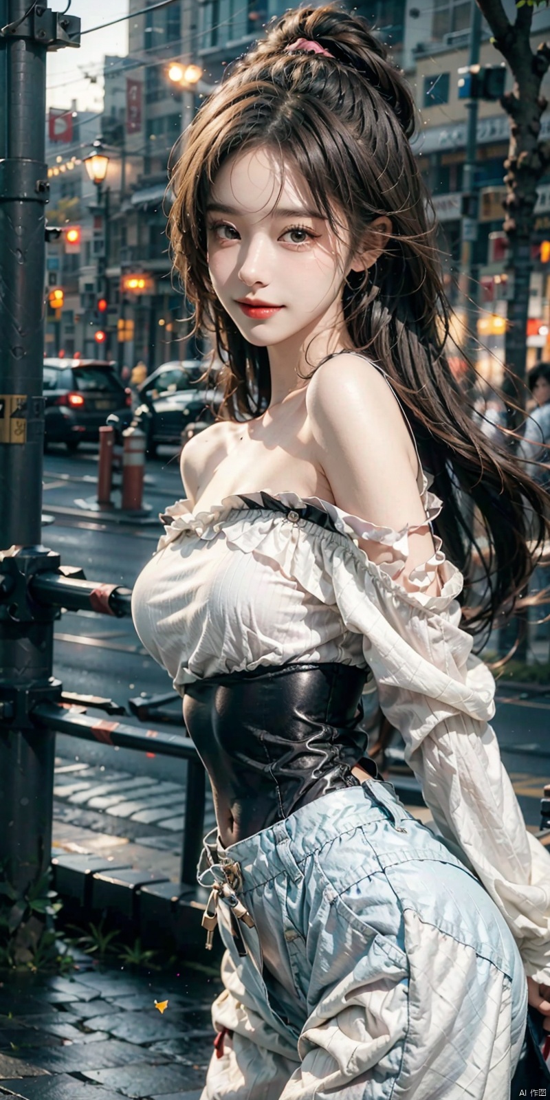  (Good structure), (high definition: 1.0), (HD: 1.0), , (ultra resolution: 1.0), (4K: 1.0), (photorealistic: 1.0), (realistic: 1.0), , (professional photography: 1.0), (DSLR quality: 1.1), , (detailed: 1.0), (sharp focus: 1.0), , (masterpiece: 1.2), (epic shot: 1.2),
 , , , solo, 1girl, perfect boody, Wind, flowing hair, kind smile, , pose for picture, Dynamic pose, looking_at_viewer,
 1girl, (looking at viewer), (bokeh:1.1), ,light smile, realistic, off shoulder,
pants, skyline,
best quality, (photorealistic:1.4), ultra highres, AImote