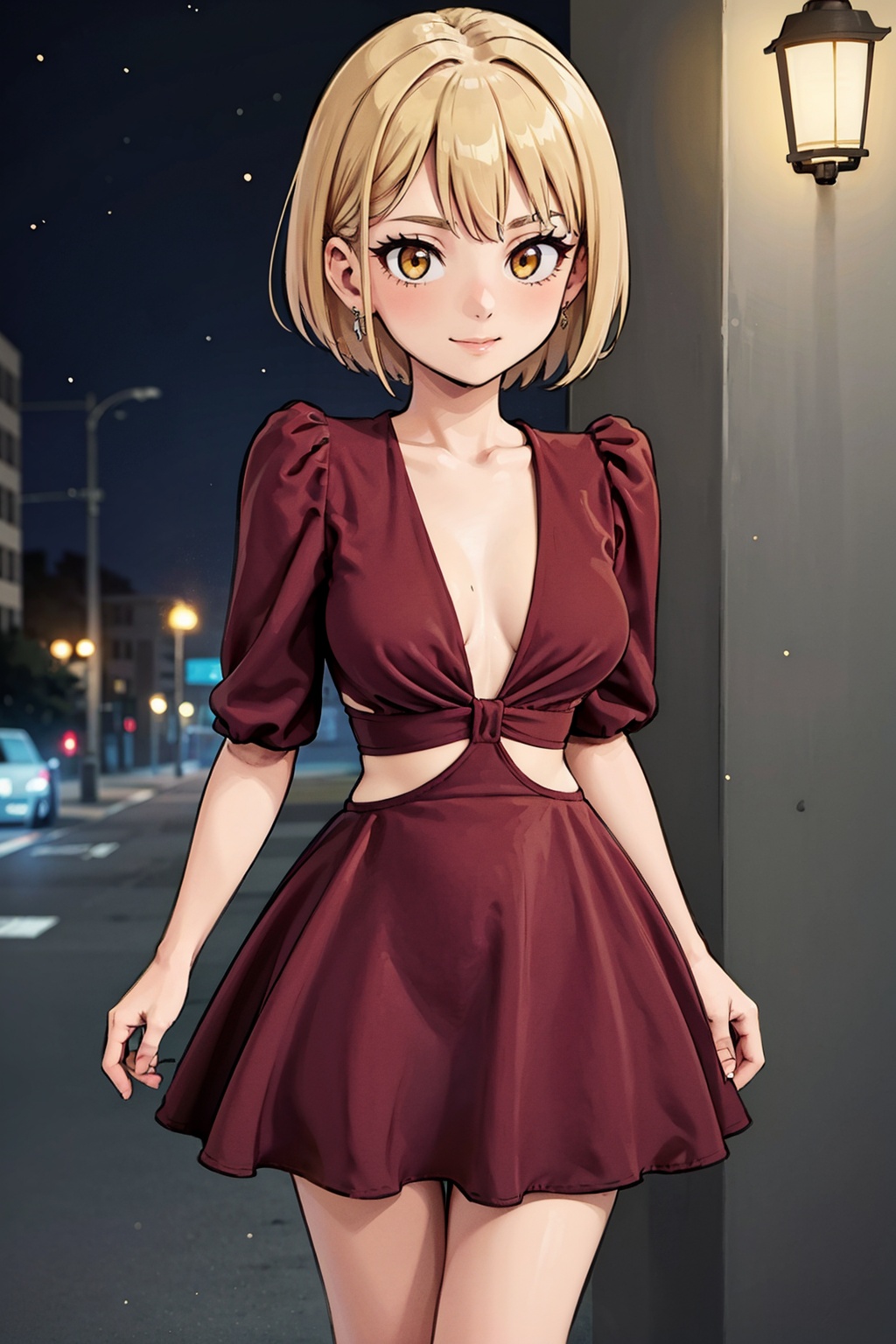 navia_gi,  a girl with yellow eyes,  short hair by 7ELIX on Tensor.Art