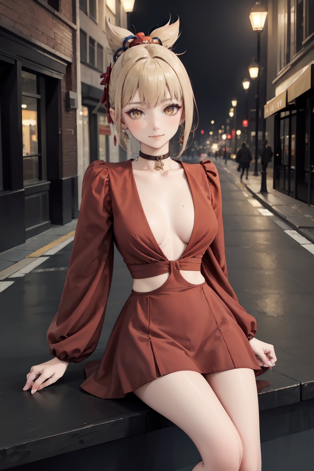 navia_gi,  a girl with yellow eyes,  short hair by 7ELIX on Tensor.Art