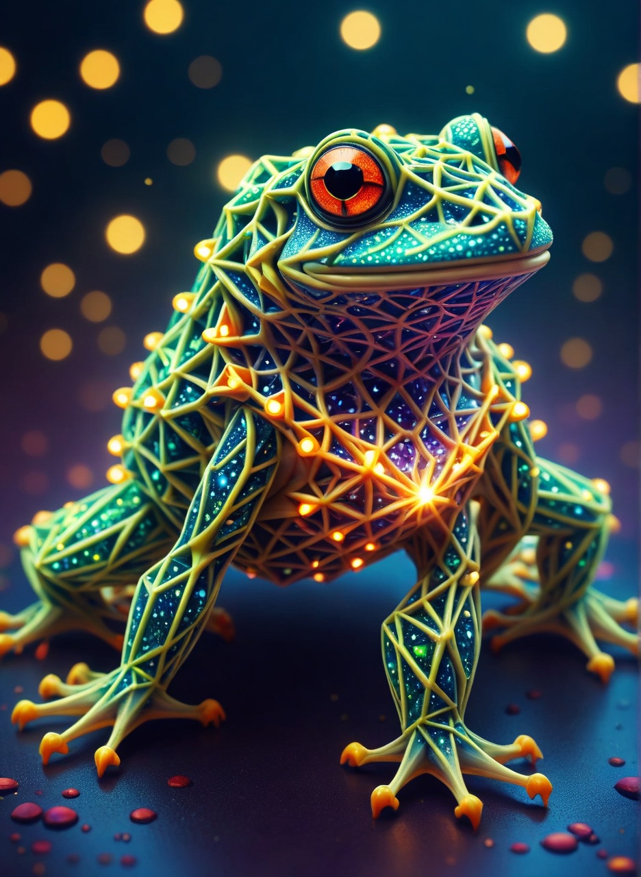 macro photo,  a beautiful frog,  glowing lights on Tensor.Art