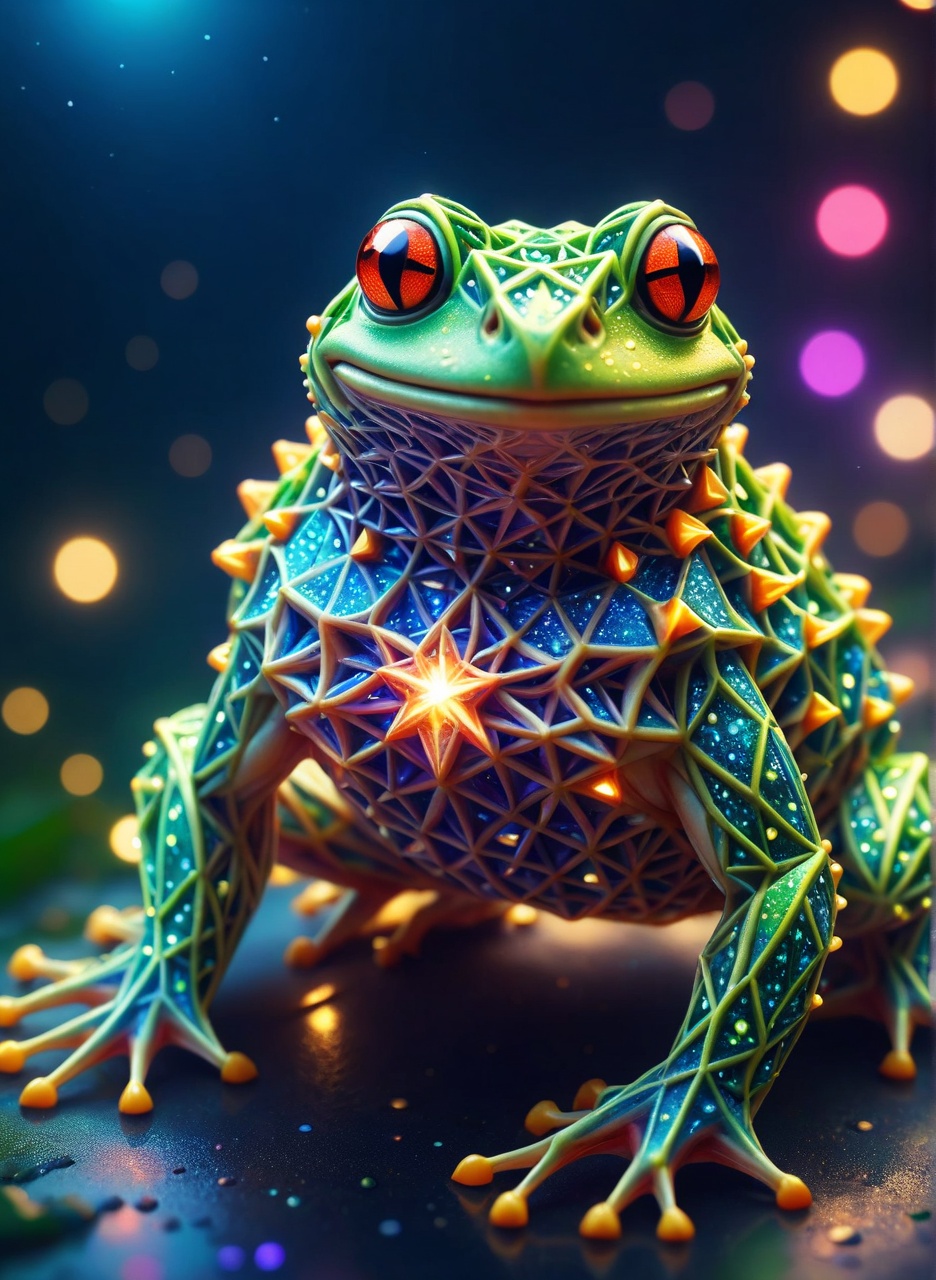 macro photo,  a beautiful frog,  glowing lights on Tensor.Art
