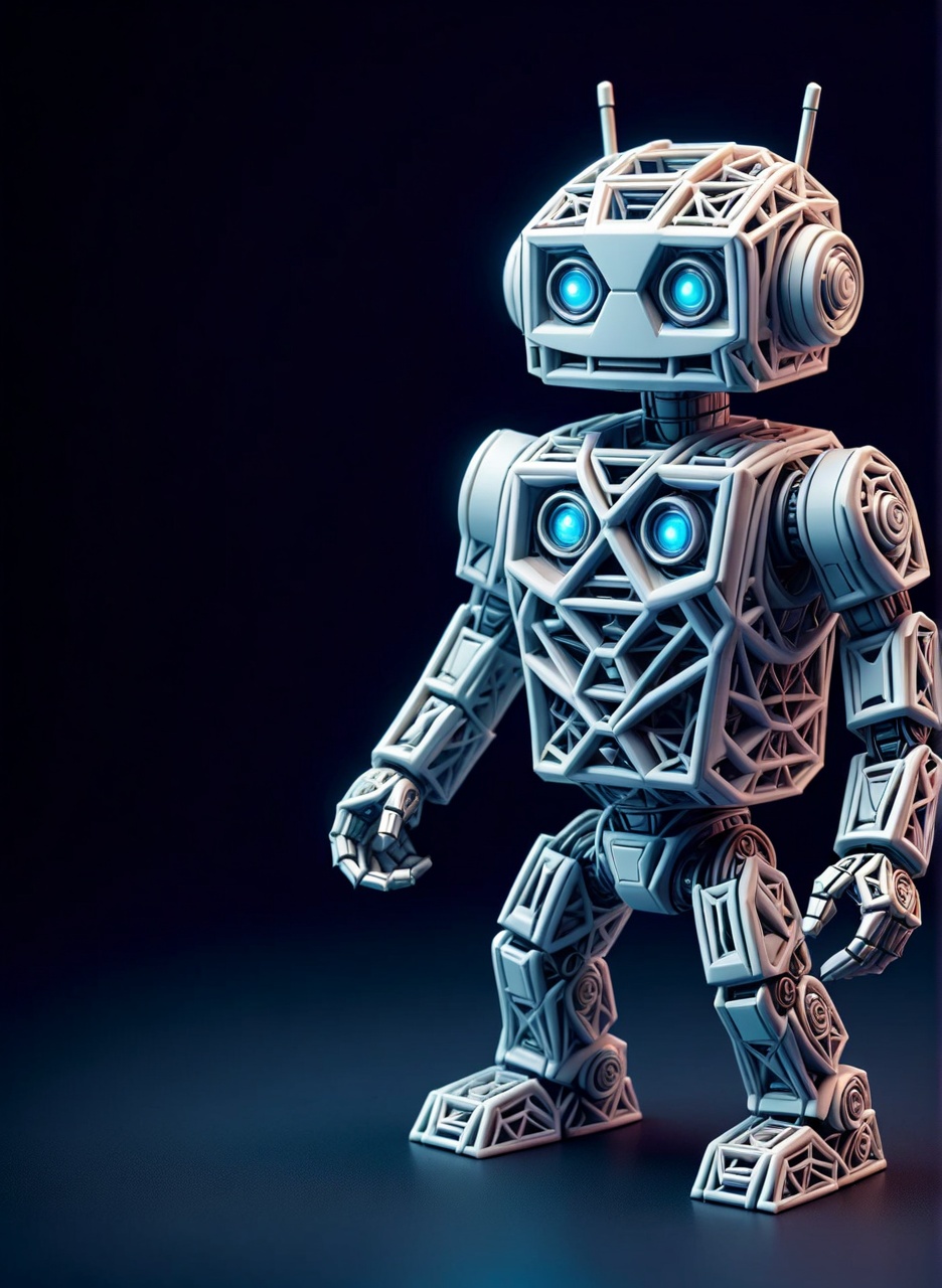 white robot toy,  simply background,  neon color background on Tensor.Art