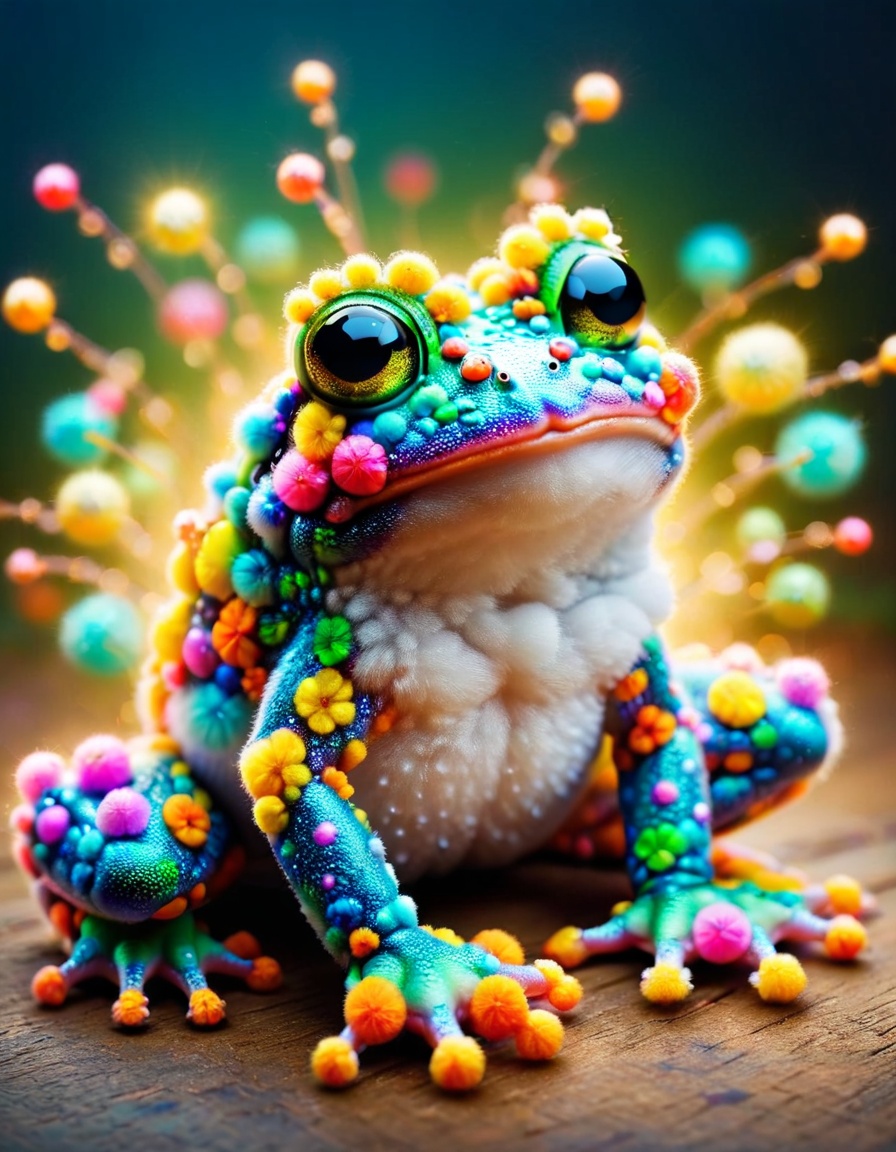 macro photo,  a beautiful frog,  glowing lights on Tensor.Art