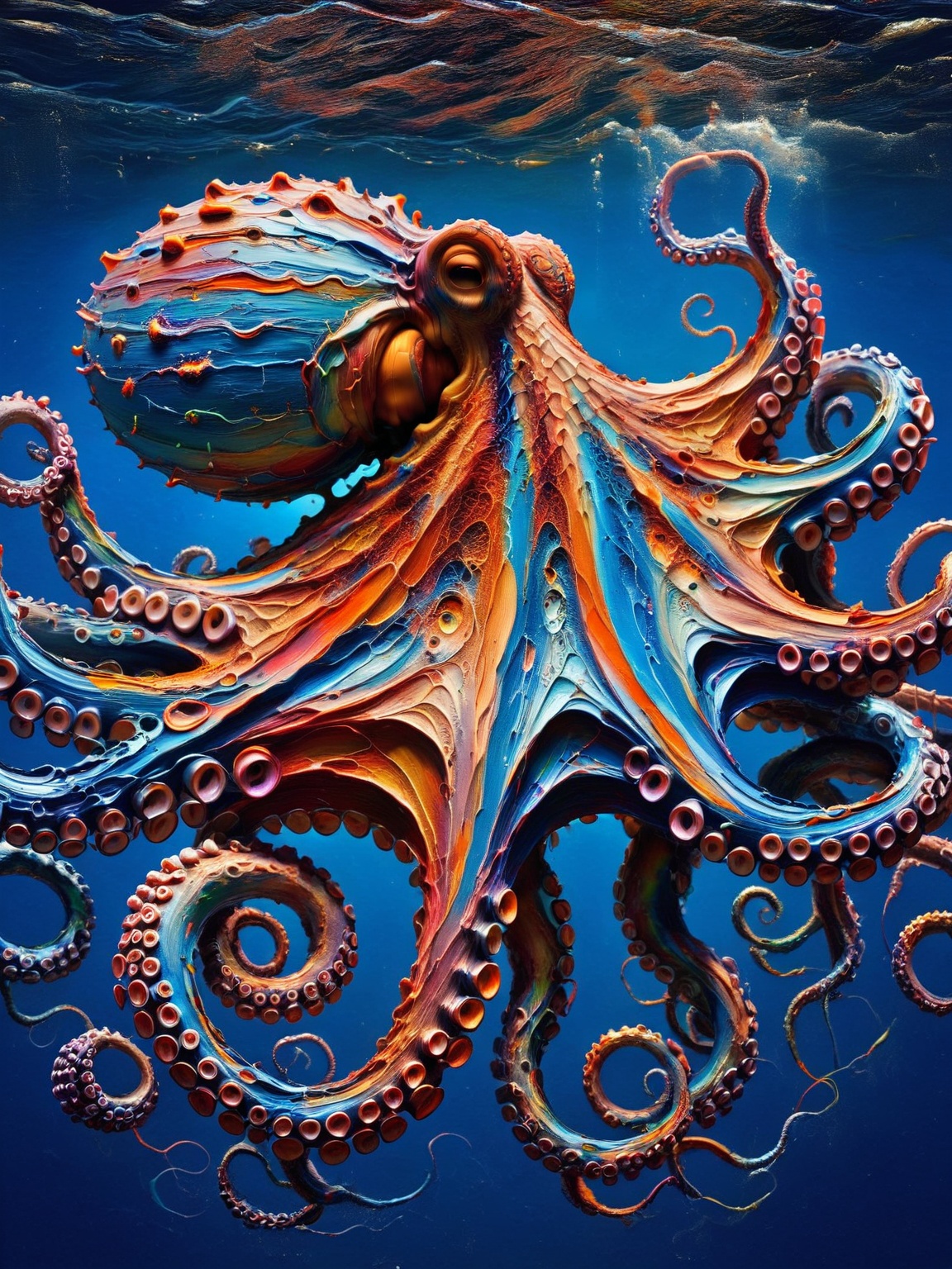 An octopus covered with ais-acrylicz,  near the bottom of the ocean on Tensor.Art