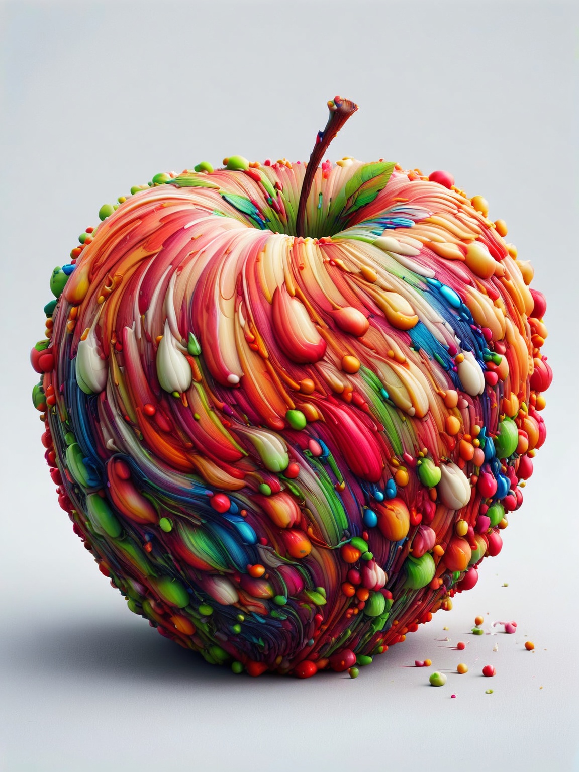 A vibrant ais-acrylicz apple on a white table on Tensor.Art