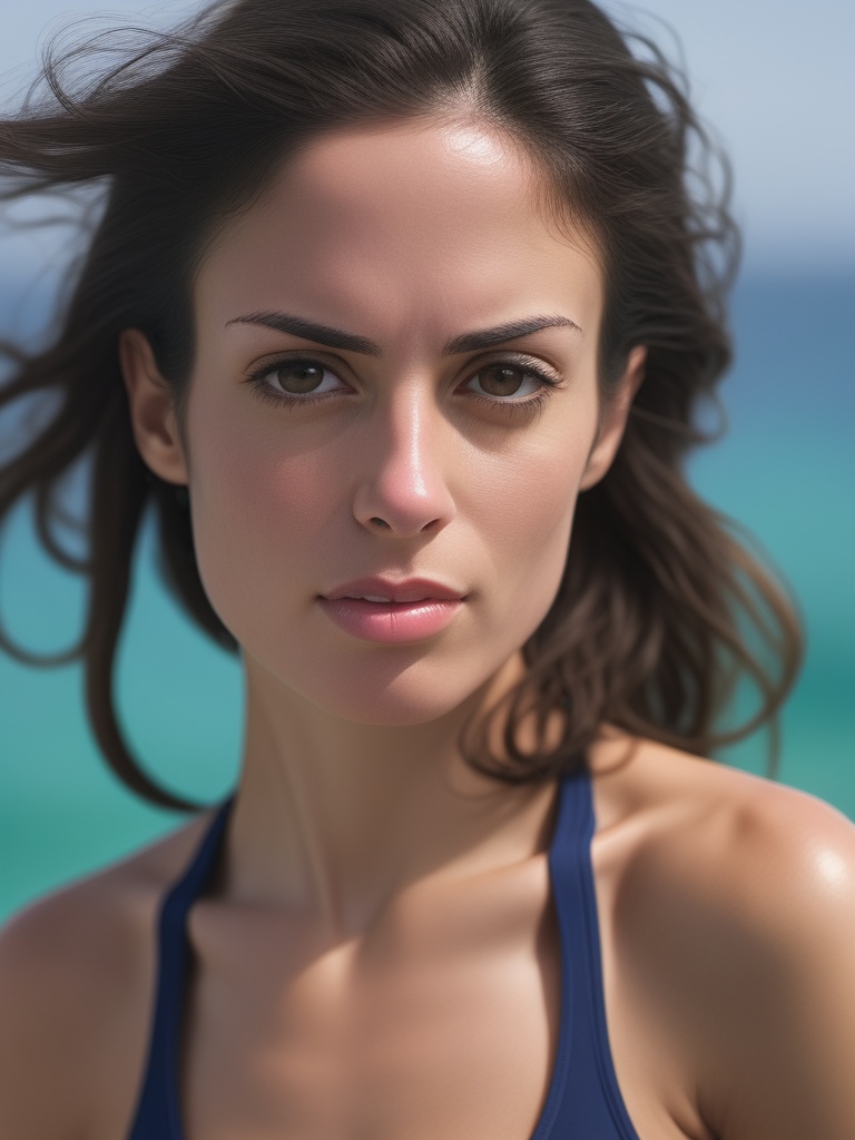 Portrait Photo of mrlhgr,  hairy woman,  ocean background on Tensor.Art