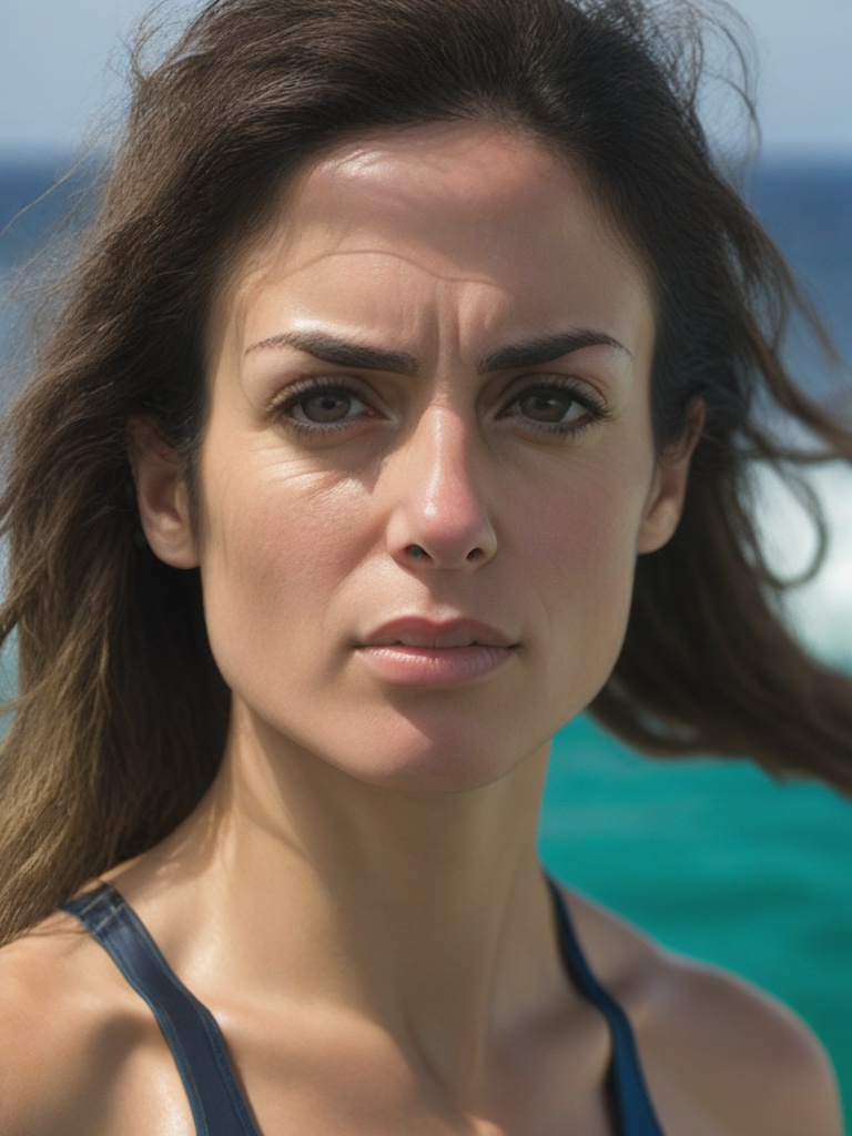Portrait Photo of mrlhgr,  hairy woman,  ocean background on Tensor.Art