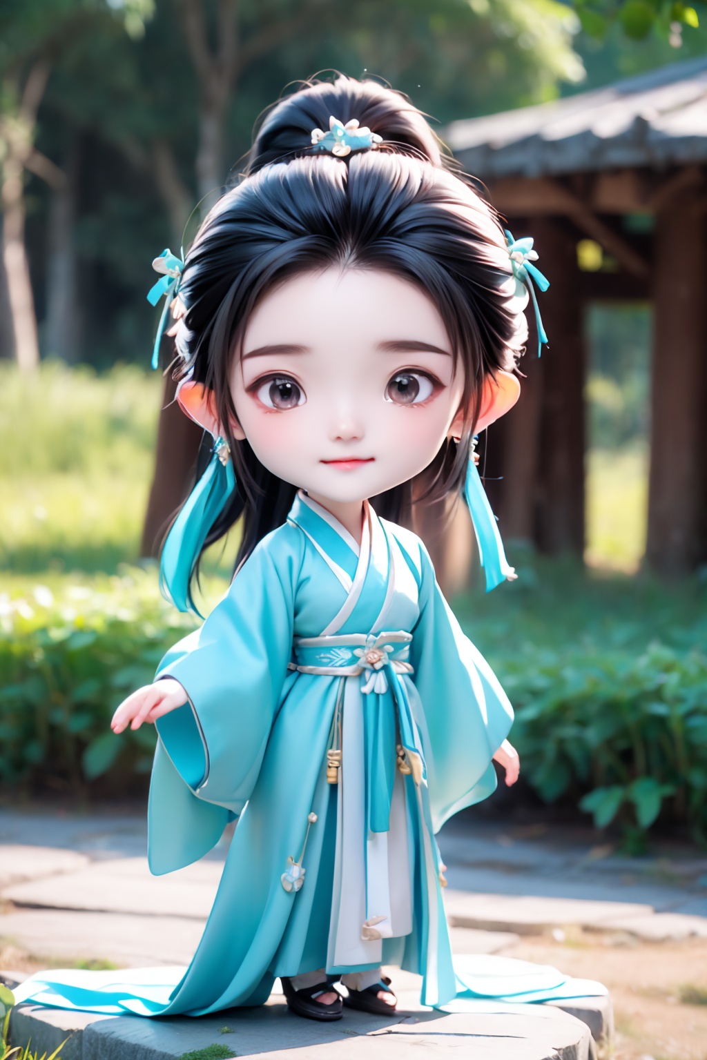 (best quality:1.4),(masterpiece:1.4),(8K:1.4),(extremely detailed:1.4),(black eyes:1.2),(black hair:1.2),(full body:1.5),1girl,(chibi:1.5),