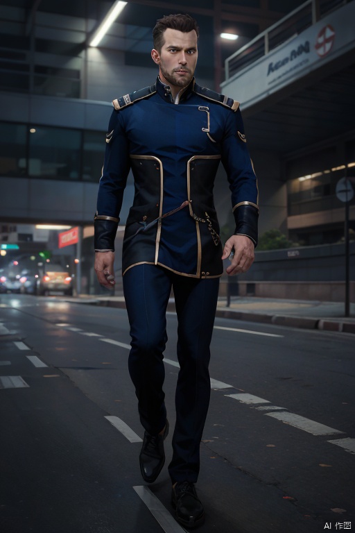  best quality, masterpiece, super high resolution,realism, illustrations,volumetric lighting, single,solo,a man,full body, a man wearing allianceuniform,allianceuniform