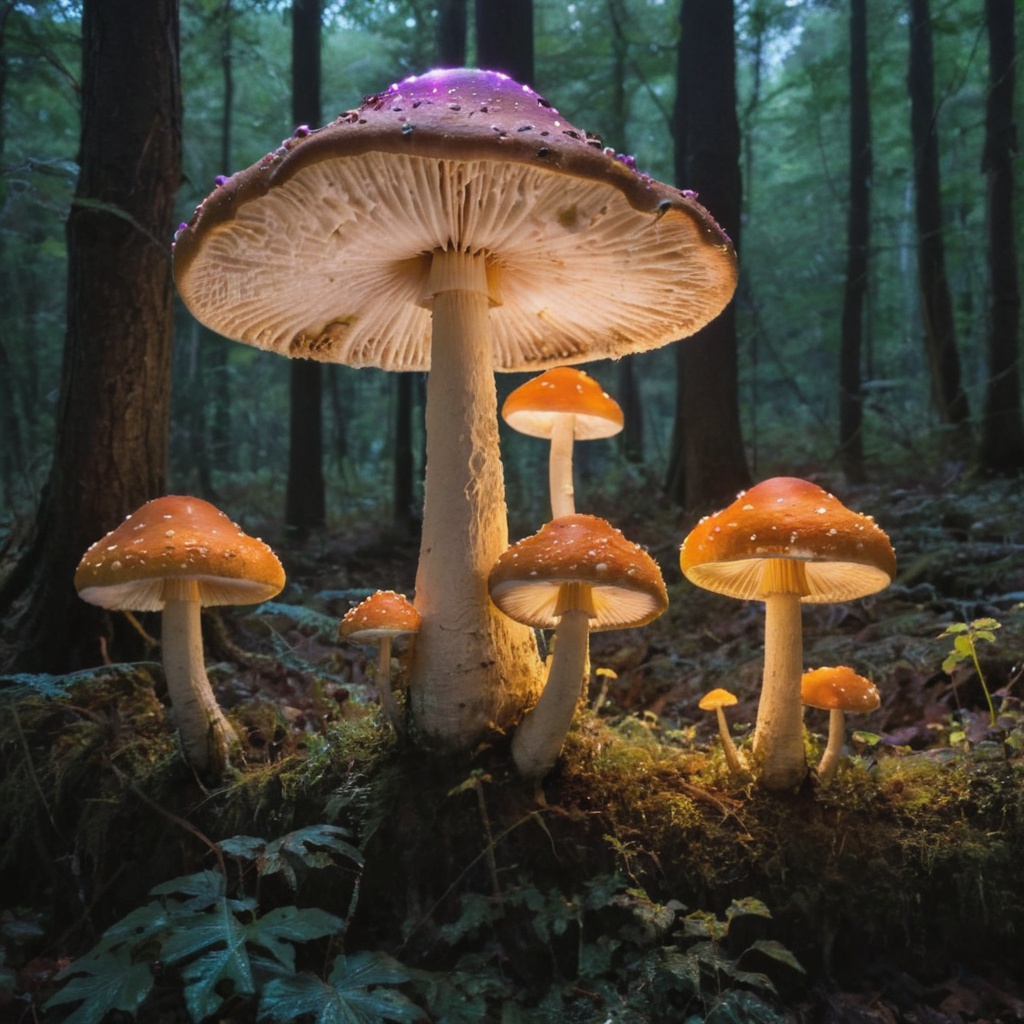 large glowing mushroom forest on Tensor.Art