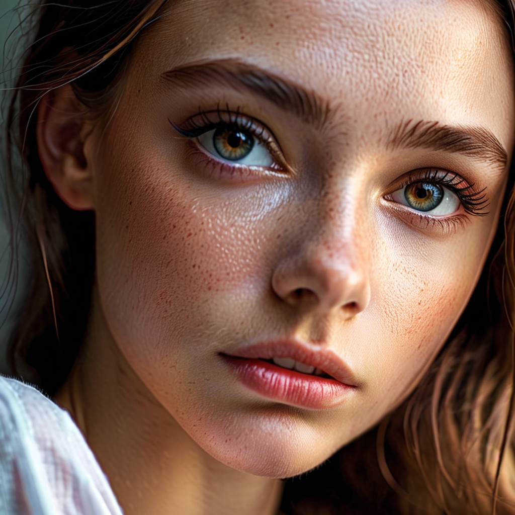 A close up photograph of the most beautiful 18 year old girl alive,  dramatic and stunning award winning photo,  dramatic...