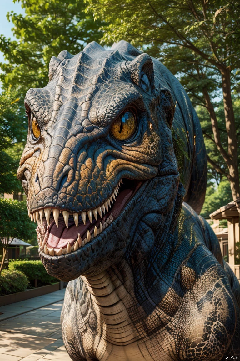  Dinosaurs, huge, scary, black, tree eyes, skin details
