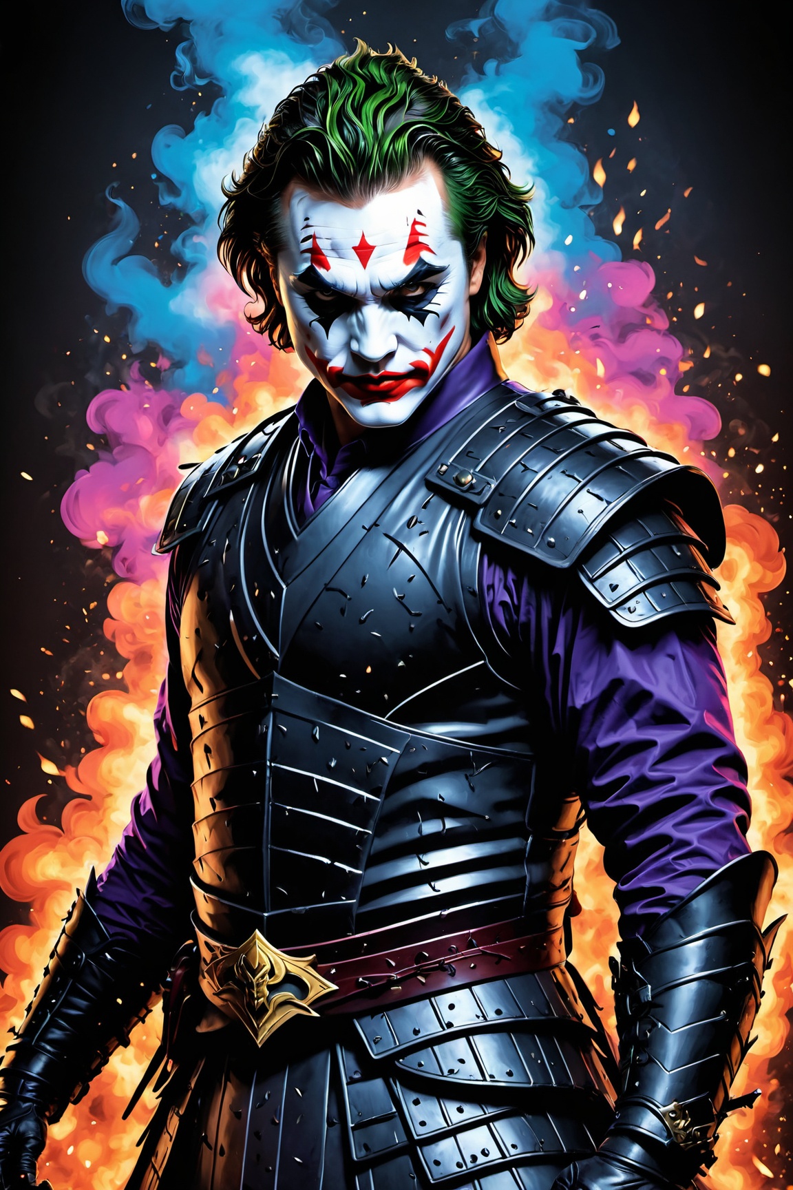 create art for a mug with a joker based on the film Dark Knights,  with phrases,  graphic design a mug on Tensor.Art