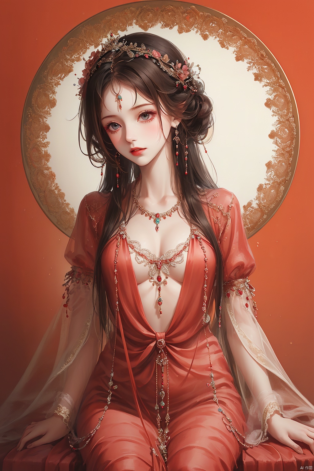 1girl,  jewelry,  long hair on Tensor.Art