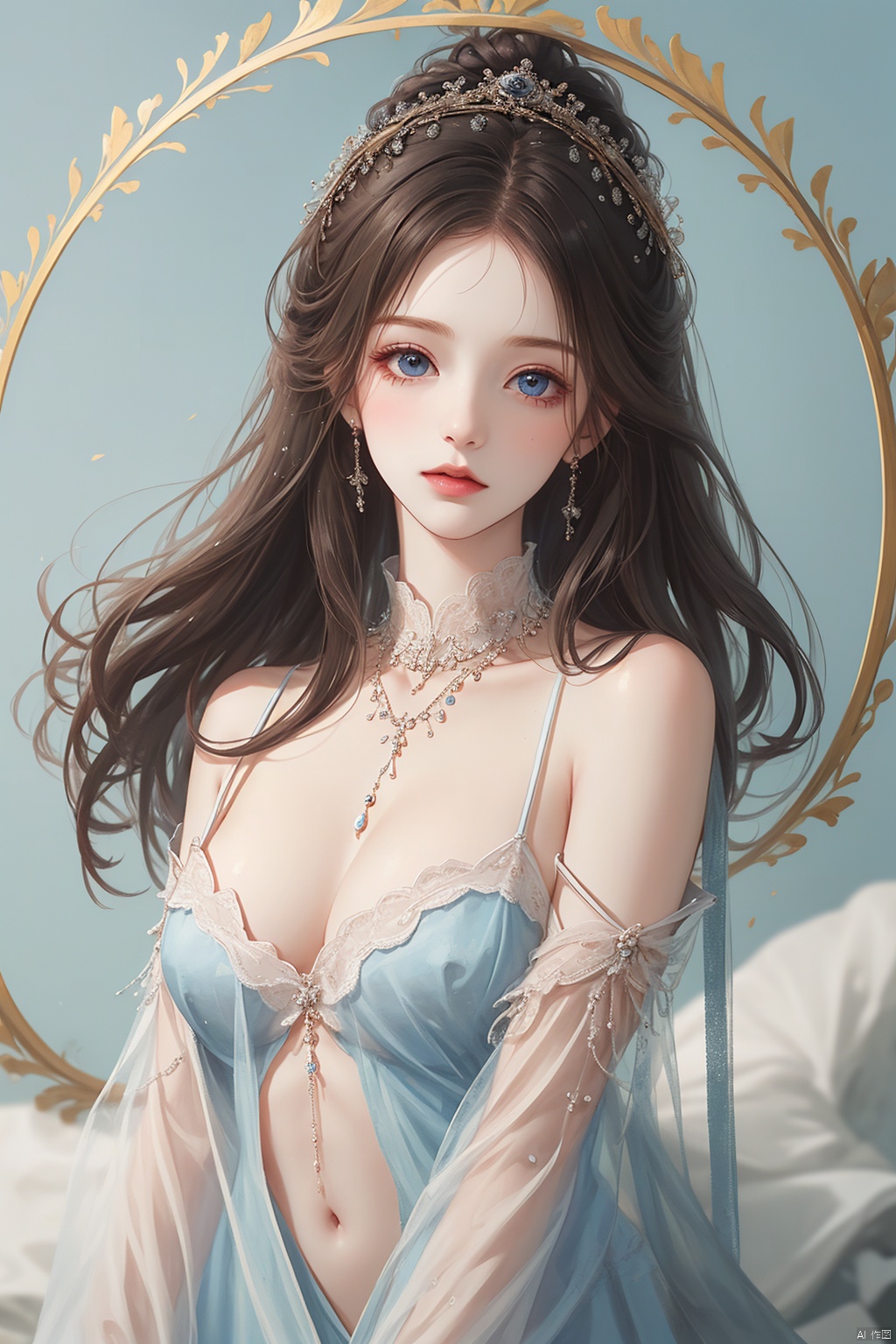 1girl,  jewelry,  long hair on Tensor.Art