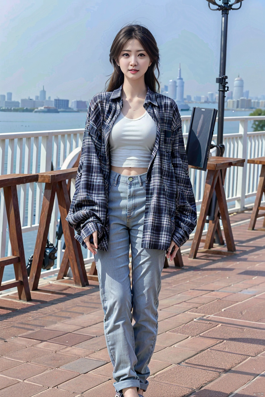 (1girl:1.3), (best quality, masterpiece, ultra high resolution),(photorealistic:1.3), (realistic:1.3), depth of field,(full body:1.2), (outdoors:1.2), (day:1.2), (cinematic lighting:1.2),skinny jeans, near to camera, 