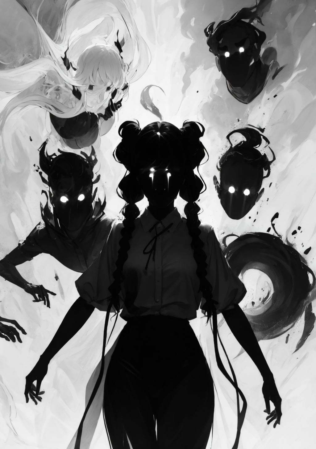 shadow,  1girl,  twintails on Tensor.Art