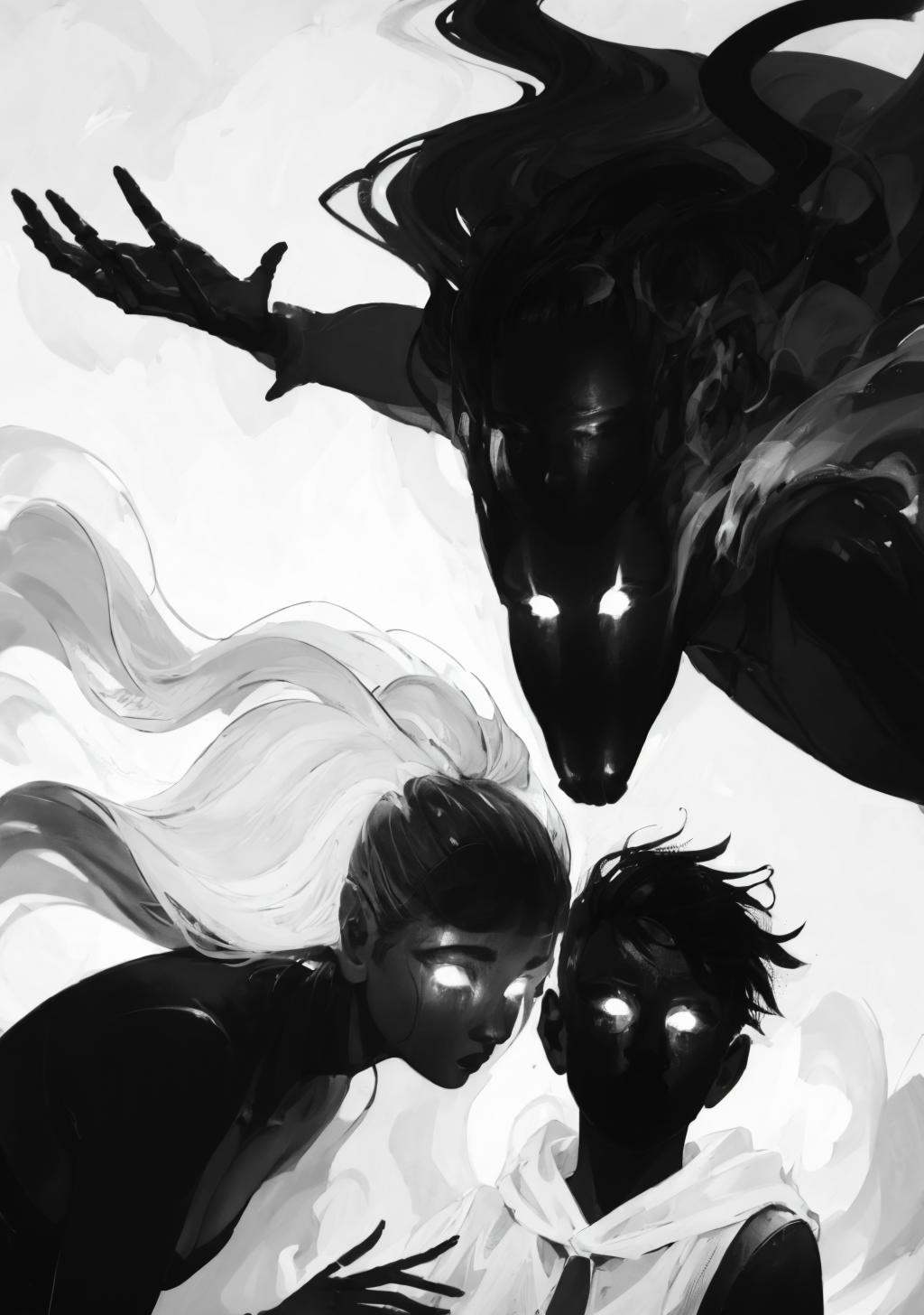 shadow,  1girl,  long hair on Tensor.Art