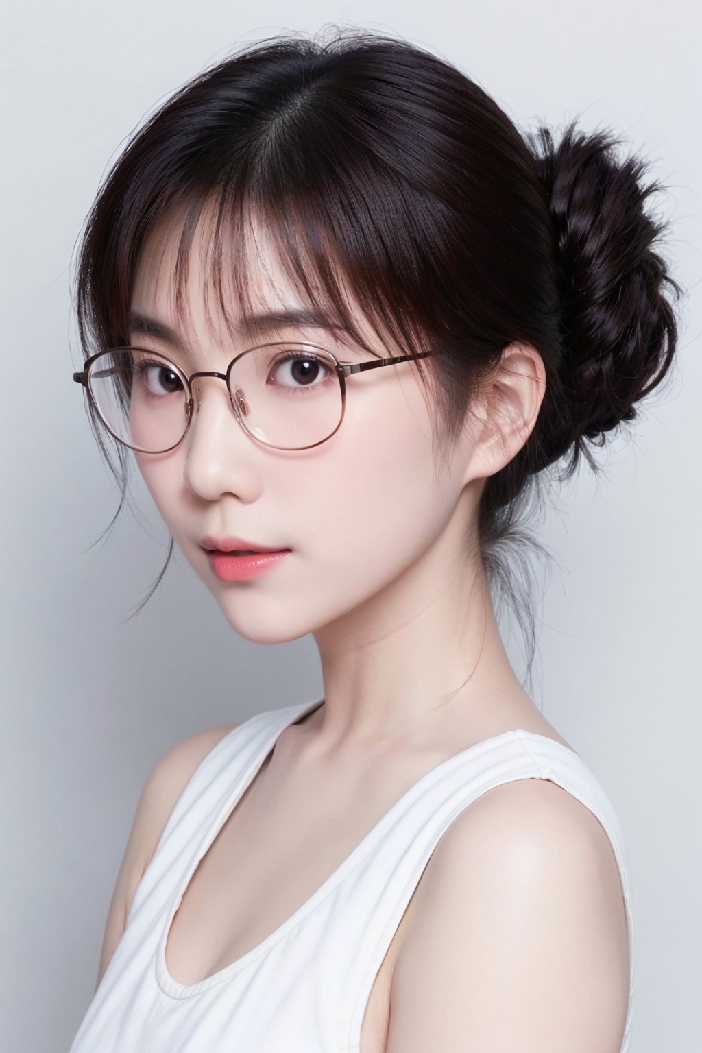 20 years old cute japanese woman,  collarbone,  chignon on Tensor.Art